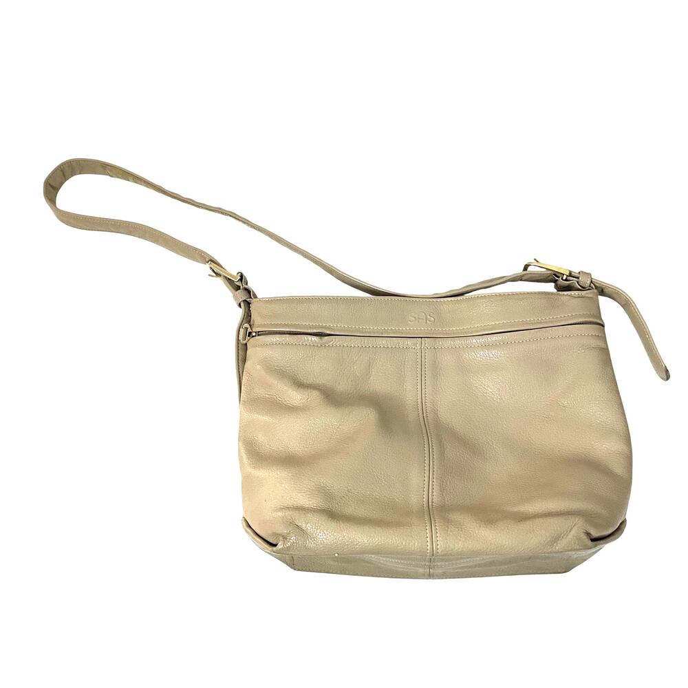 SAS Cream Beige Leather Casual Purse: Y2K